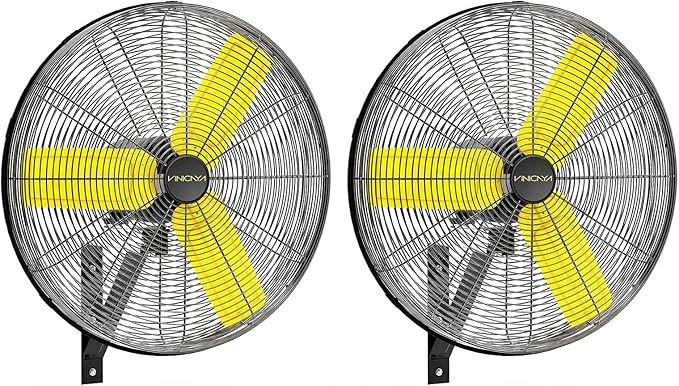 24 Inch Industrial Wall Fan Oscillating with 2 Pack, 7800 CFM Commercial Metal Wall Mount Fans with Poweful Motor, 3 Speed, Heavy Duty Indoor for Warehouse, Workshops, and Garage, UL Listed