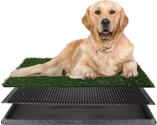 Artificial Grass Puppy Pee Pad for Dogs and Small Pets - 20x30 Reusable 3-Layer Potty Training Pad with Tray - Dog House and Pet Supplies by PETMAKER