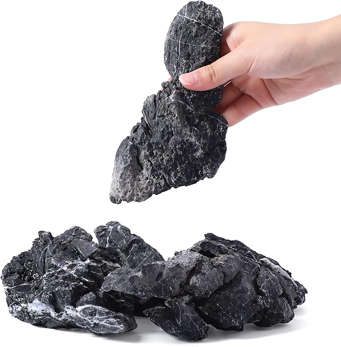 6-8 Inches Natural Seiryu Stone 4 PCS Aquarium Rocks for Aquascaping, Aquarium Landscaping, Terrariums, Fish Tank Decoration, Vivariums, Paludarium, Reptile and Amphibian Enclosures