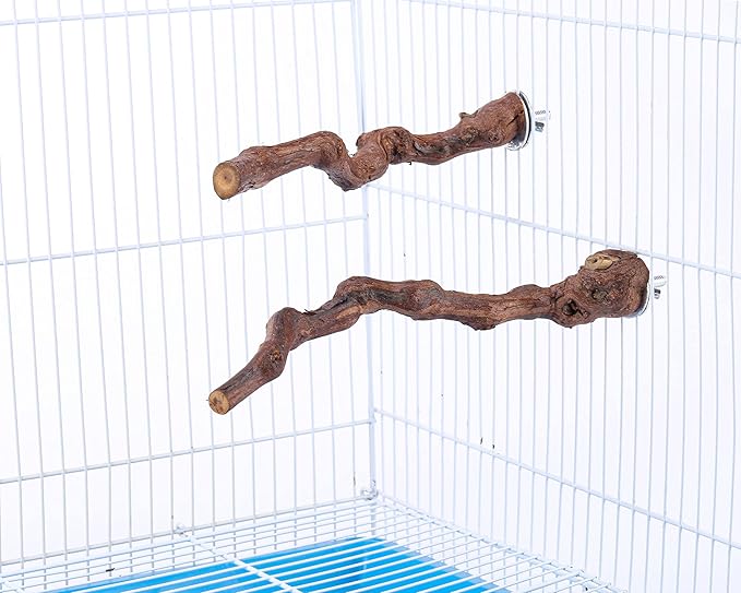 2 pcs 9.8 inch Bird Perches Stand Natural Wood Bird Perches, Birdcage Wood Stand Tree Perches for Birds Cockatiels Parrots Conures Macaws Finches(2PCS 9.8" Length)