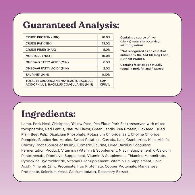 Brave Probiotic Dog Food Dry, Lamb, 4lb Bag, Allergy and Gut-Friendly Adult Kibble for Digestive Health with Grass-Fed Lamb, 20 Plant Based Superfoods, Poultry and Grain Free