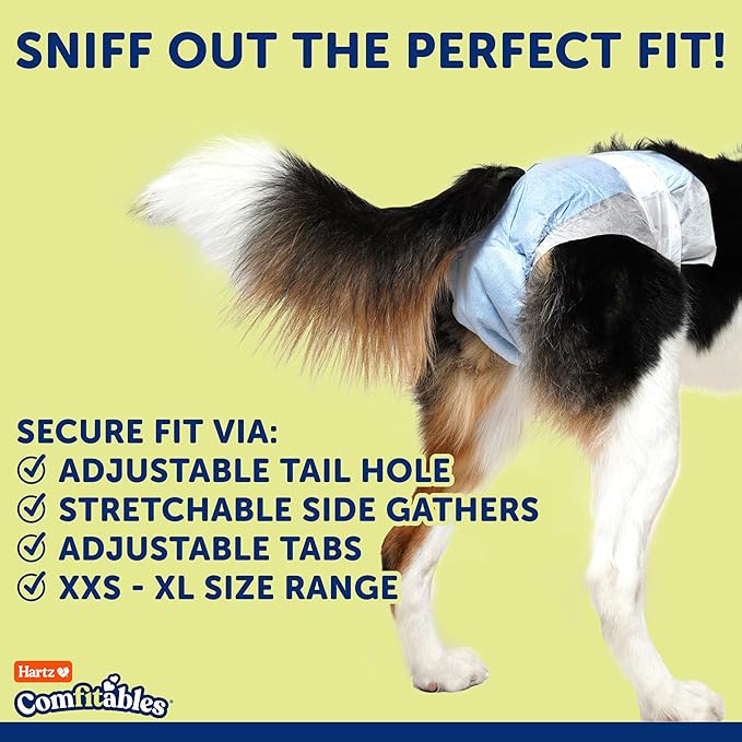 New! Hartz® Comfitables® Disposable Dog Diapers, Size Large 26 Count, Comfortable & Secure Fit, Easy to Put On, Super Absorbent Male and Female Diaper