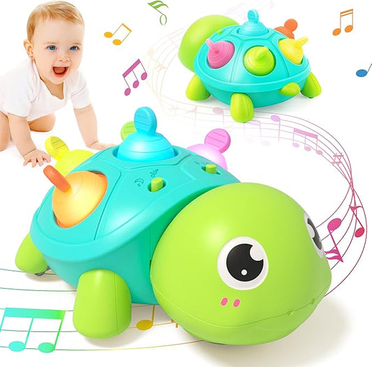 Vanmor Baby Toys 6–12 Months, Musical Turtle Infant Toy, Teething Toy with Music, Crawling Walking Toys for Babies, Early Learning Educational Toy with Light & Sound, for Newborns