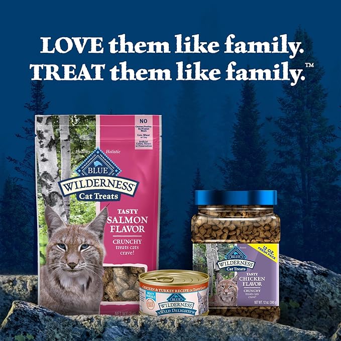 Blue Buffalo Wilderness High Protein Crunchy Cat Treats, Made with Natural Ingredients, Tasty Salmon Flavor, 2-oz Bag (Pack of 12)