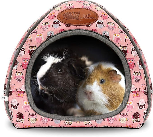BWOGUE Guinea Pig House Bed Cozy Hamster Cave Large Hideout for Dwarf Rabbits Hedgehog Bearded Dragon Winter Nest Hamster Cage Accessories