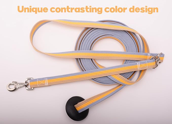 Cord Cotton Lunge Line with Rubber Stop，Equine Lunge Line for Horses with Swivel Bolt Snap，24 ft (Contrasting Colors, 24ft)