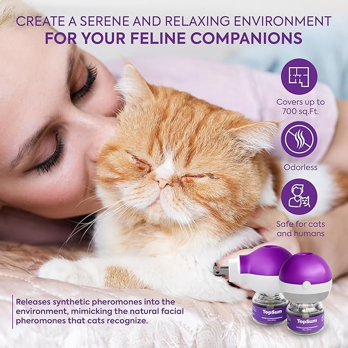 Cat Pheromones Calming Diffuser: Premium Pheromone Diffuser for Cats - Cat Pheromones Diffuser - Cat Calming Diffuser - Cat Calming Pheromone Diffuser, 2 Pack (Purple)