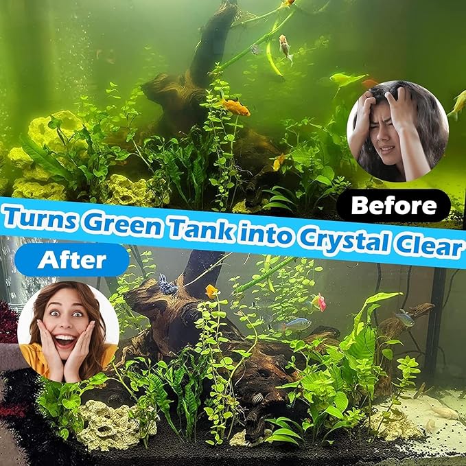 Aquarium U-V Filter 300GPH for Large 80-200 Gal Fish Tank Pond, Powerful Internal Submersible Pump Green Water Clean Killing Machine Air Supply Deodorization Keep Saltwater Freshwater Crystal Clear