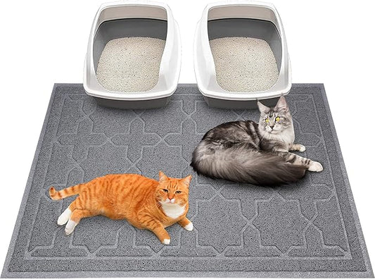 Yimobra Cat Litter Mat, 47"x36" Litter Box Mat with Litter Lock Mesh, Soft Cat Litter Mat Litter Trapping Mat, Easy to Clean, Non-Slip, Water Resistant, Litter Free Floors, Grey