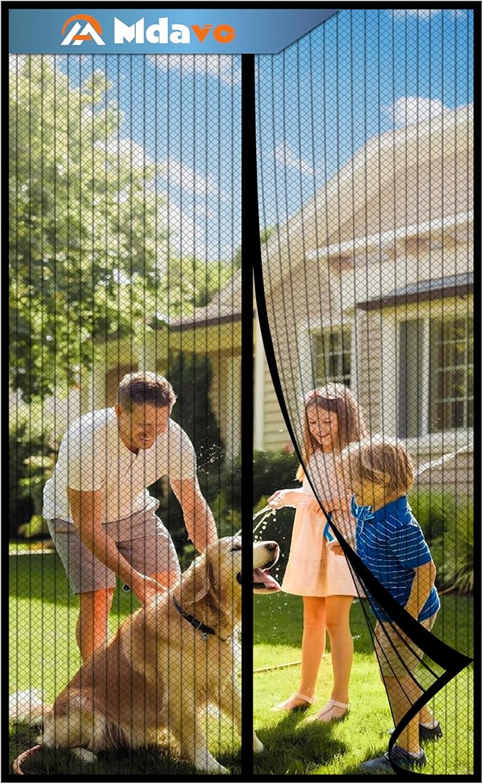 Magnetic Screen Door, Heavy Duty Door Screen Magnetic Closure Keep Bugs Out,Pet & Kid Friendly，Hands Free Door Screen Fit Door Size 36 x 96 Inches ‎Black