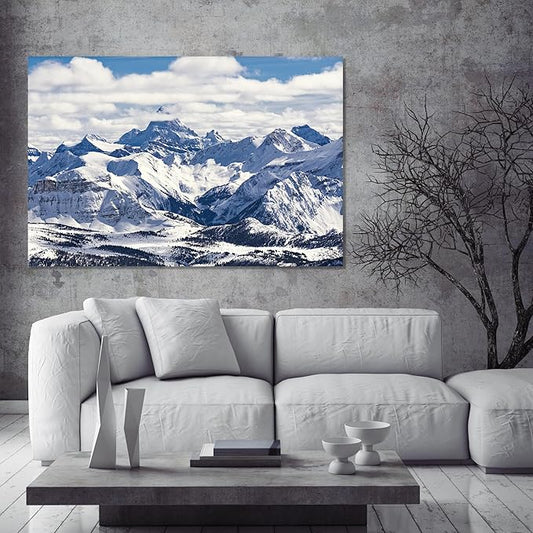 Nature Wall Art Prints - Ocean Forest Mountain Lake Canvas Landscapes - Small to Extra Large Living Room Bedroom Kitchen Bathroom Décor (Snowy Mountains Landscape, 31L" x 47W")
