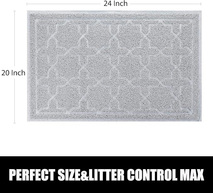 Yimobra Cat Litter Mat, 24"x20" Litter Mat with Litter Lock Mesh, Soft Cat Litter Mat Litter Trapping Mat, Easy to Clean, Non-Slip, Water Resistant, Litter Free Floors, Grey
