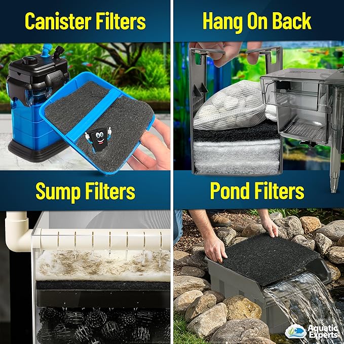 Aquarium Carbon Pad - Cut to Fit Carbon Infused Filter Pad Media for Crystal Clear Fish Tank and Ponds (18 Inch Width, 36 Inch Long)