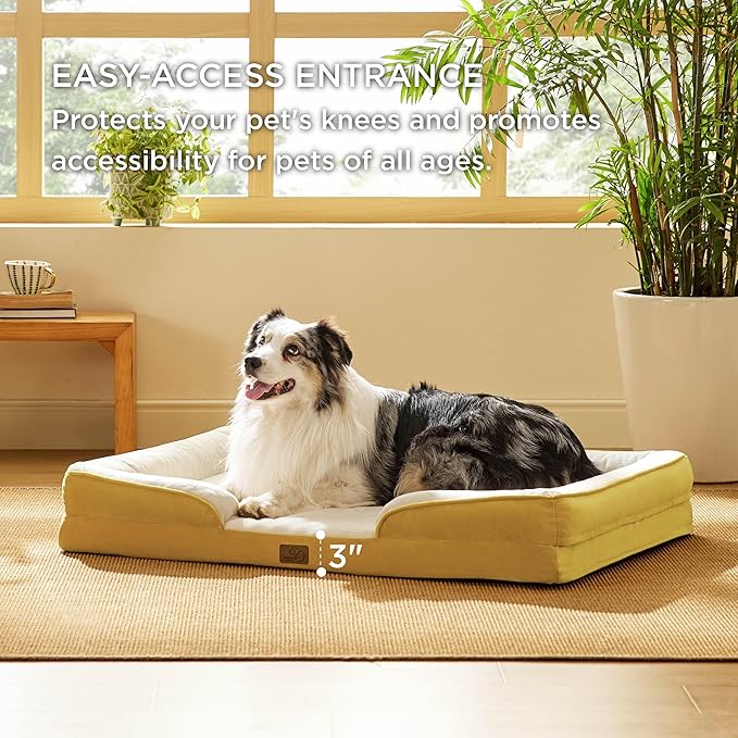 Bedsure XL Orthopedic Dog Bed for Extra Large Dogs - Washable XLarge Dog Cat Bed Waterproof, Comfort Dogs Couch Sofa with Washable Removable Cover, Pet Bed with Nonskid Bottom, Spicy Mustard, 42"