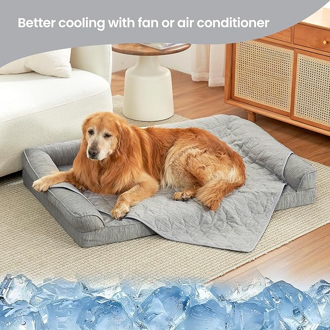 Cozy Bliss Leakproof Cooling Blanket for Medium Dogs – Q-Max>0.4, Durable & Washable Dog Cooling Mat for Hot Weather, Soft Pet Throw & Couch Protector for Dogs & Cats, 30x40 Inch, Heather Silver Grey