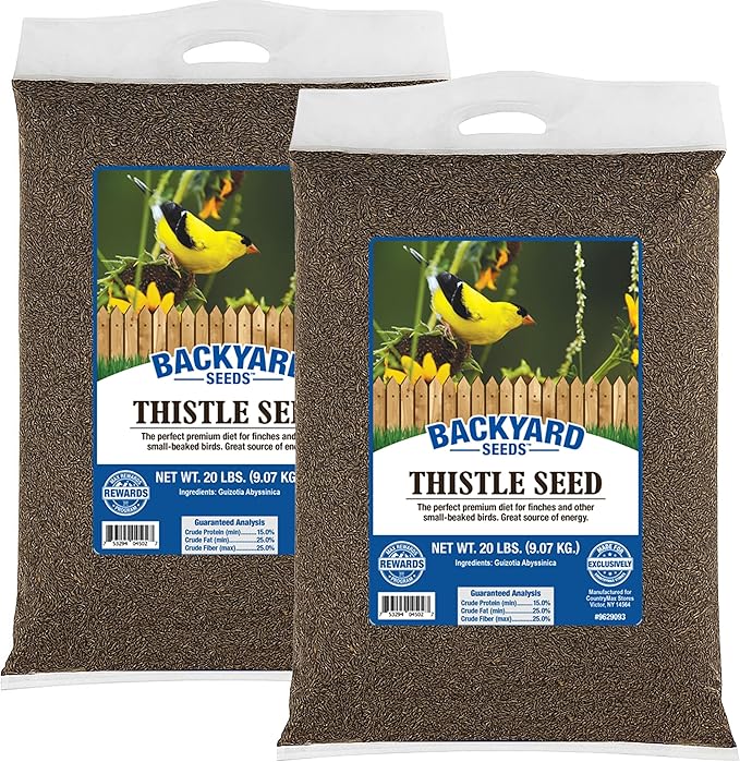 CountryMax Thistle Wild Bird Seed 40 lb – Premium Quality, 100% Clean, No Debris – Attracts Finches & Small Songbirds