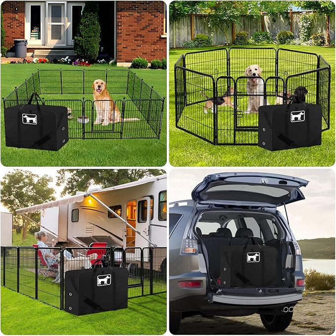 SIRUITON Dog Playpen Storage Bag 2Pack, Fits 40" H 8 Panels and 9 Stakes Suitable for Foldable Exercise Pet Playpen, Dog Fence Travel Bag,with Reinforcing Plate & Shoulder