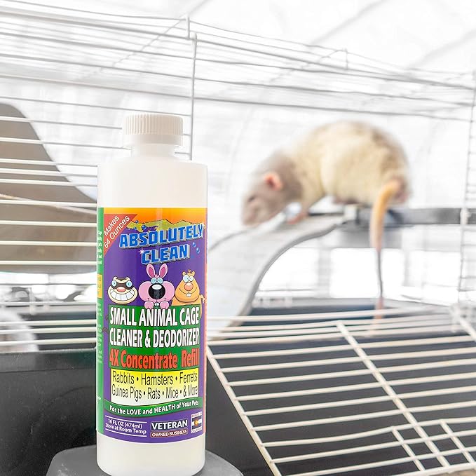 Amazing Small Animal Cage Cleaner - Just Spray/Wipe - Easily Removes Messes & Odors - Hamsters, Mice, Rats, Guinea Pigs, Ferrets - USA Made (16 oz Concentrate)