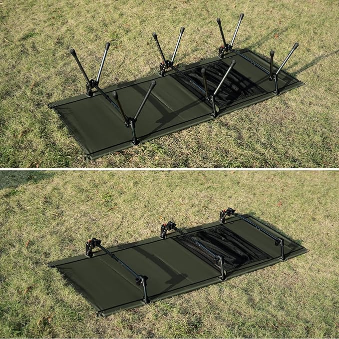 ONETIGRIS SUPRANUBIS Camping Cot, Height Adjustable with Cot Leg Extenders, Strong Support 330lbs, Lightweight Comfortable Folding Bed for Camping, Hiking, Travel, Truck, Beach, Office Nap