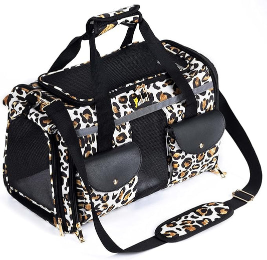 Pet Carrier for Small Dogs and Cats - Soft-Sided Travel Kennel, Portable Foldable Bag (Large)