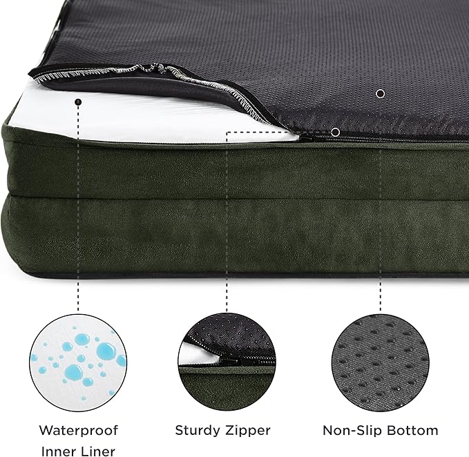 Bedsure XXL Orthopedic Dog Bed for Extra Large Dogs - Waterproof Giant Dog Cat Bed, Comfort Dogs Couch Sofa with Washable Removable Cover, Pet Bed with Nonskid Bottom, Boreal Canopy Green, 52"