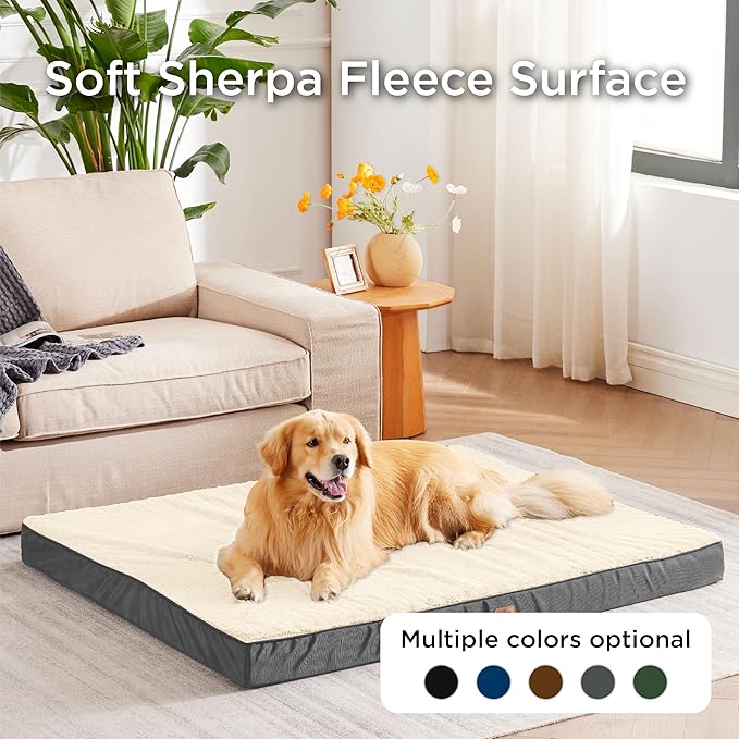 Bedsure XL Dog Beds Large Sized Dog -Orthopedic Flat Extra Large Pet Beds with Removable Washable Cover, Egg Crate Foam Mat, Suitable for Pet Up to 100 lbs
