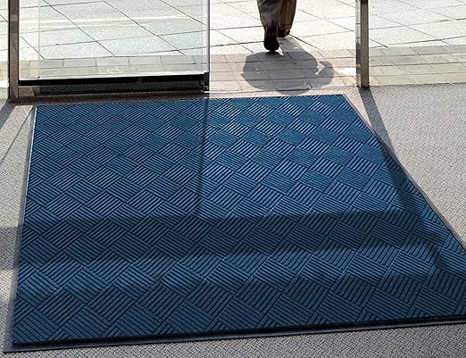 WaterHog Diamond | Commercial-Grade Entrance Mat with Rubber Border – Indoor/Outdoor, Quick Drying, Stain Resistant Door Mat (Navy, 3' x 10')