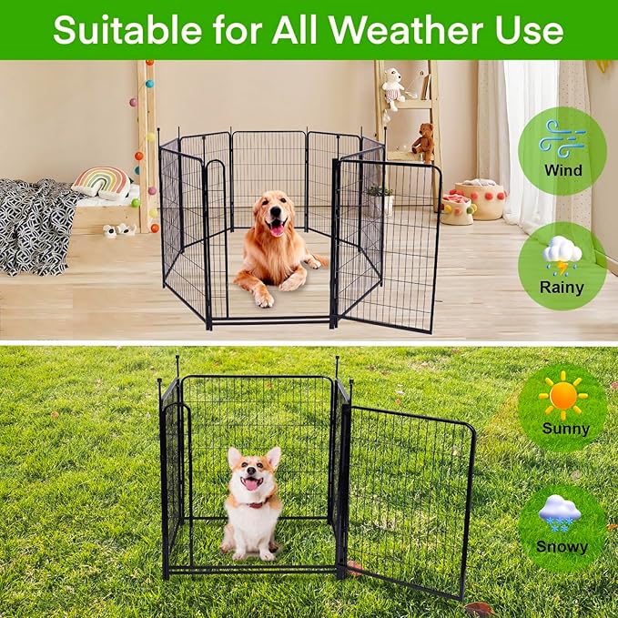 Garden Fencing 36 inch High, 10 Panels Total 22.1 Ft(L) Dog Fence Outdoor for Yard, Gate 21 inches Wide with Low Sills. Animal Barrier Fence, Fencing for Garden Beds, Rabbit Fences
