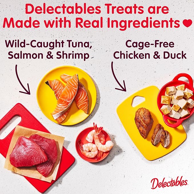 Delectables Squeeze Up Non-Seafood Variety Pack, Creamy Squeezable Puree, Lickable Wet Cat Treats, Grain Free, No Added Fillers, No By-Products, No Added Preservatives, 0.5 Ounces Tube, 54 Tubes Total