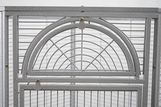 Corner Bird Cage for Cockatiel Parakeet Black and White (White Vein)