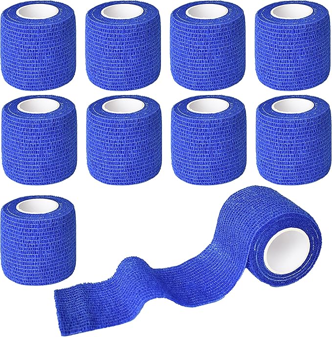 9 Pack 2" x 5 Yards Self Adhesive Bandage Wrap Self Stick Wrap for Ankle, Wrist, Finger, Sports, Breathable Cohesive Vet Tape for Pets (D Dark Blue)