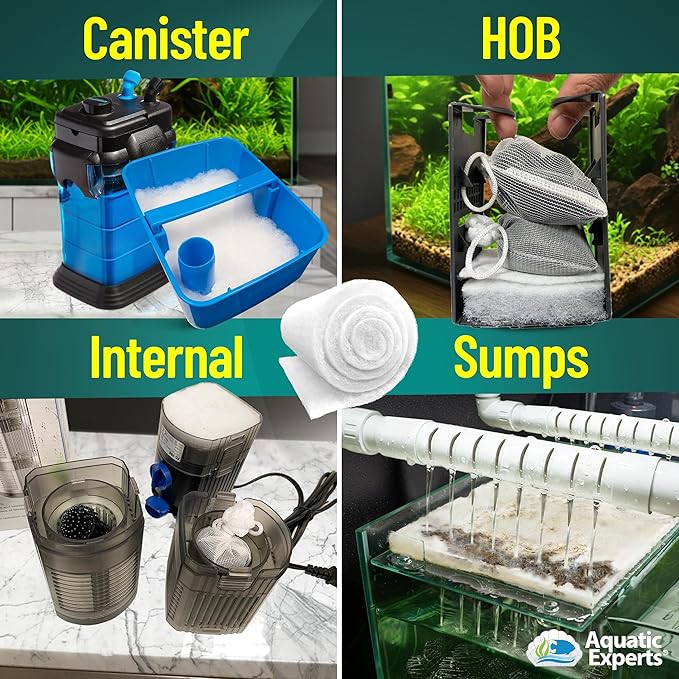 Aquatic Experts Aquarium Filter Floss for Fish Tank Filters - FilterFirst Aquarium Filter Pad - Aquarium Filter Media Roll for Crystal Clear Water, 3/4" - 1" Thick (24 Inch Wide, 24 Feet Long)