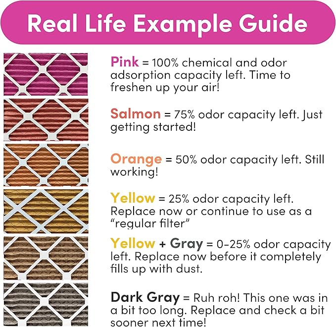 Colorfil 12x12x1 Air Filter (2-Pack) | Made in the USA | Color Changing | Remove Cat and Dog Odor | MERV 8 for Pet Hair Dander and Dust | 11.75"x11.75"x0.75" Exact Size