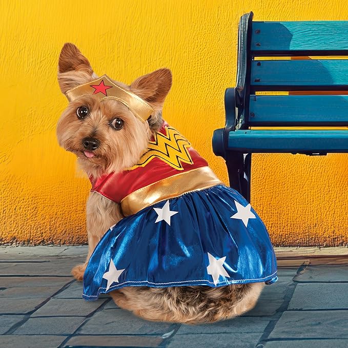 DC Comics: Wonder Woman Pet Costume for For Dogs or Cats by Rubies, Medium