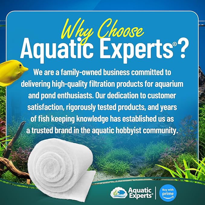 Aquatic Experts Aquarium Filter Floss for Fish Tank Filters - FilterFirst Aquarium Filter Pad - Media Roll for Crystal Clear Water, 3/4" - 1" Thick (12 Inch Wide, 72 Inch Long)
