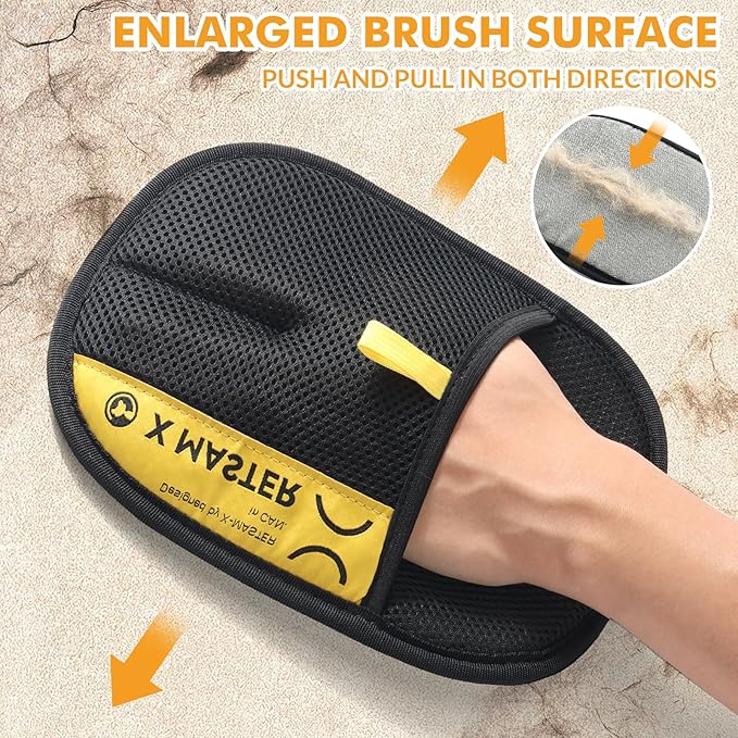 3Pcs Pet Hair Removal Glove for Cats & Dogs, Efficient Grooming Gloves for Pet Hair, Cat Grooming Gloves for Hair Removal, Magic Pet Grooming Glove for Couch, Furniture, Carpet, Curtain (2L1S)