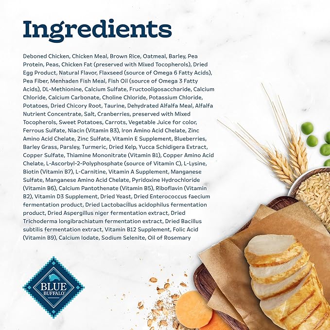 Blue Buffalo Tastefuls Natural Dry Food for Adult Cats, Sensitive Stomach, Chicken & Brown Rice Recipe, 3-lb. Bag