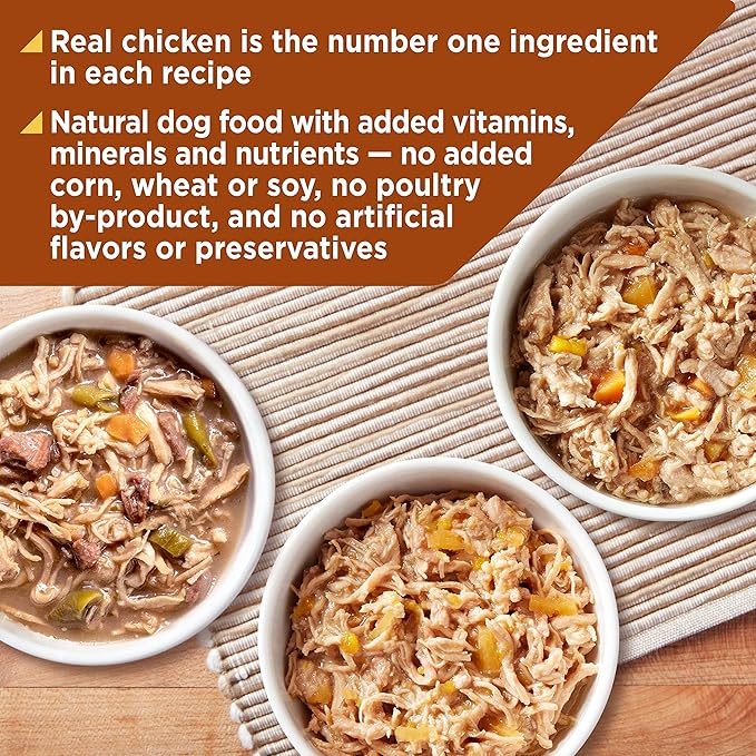 Nature’s Recipe Grain Free Chicken Recipe, Chicken & Venison Recipe and Chicken & Duck Recipe in Savory Broth Variety Pack Wet Dog Food, 12-2.75 oz. Cups, 2 Count