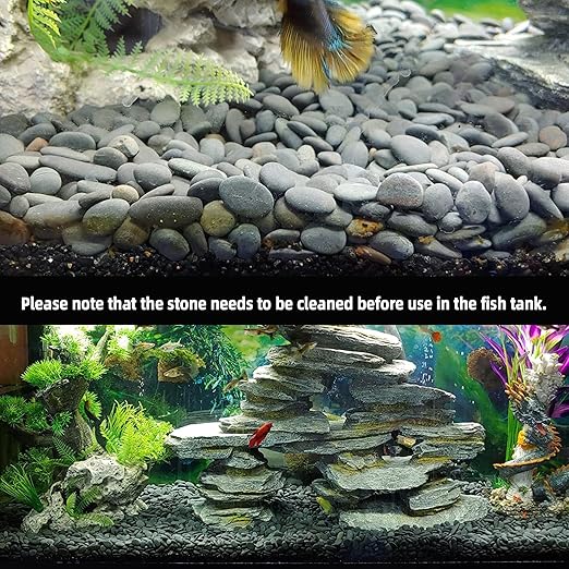 2.4LB River Rocks Mexican Beach Pebbles for Garden Landscape Stone Paving Stone Grey (1Inch)