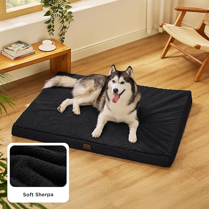 Bedsure XXL Dog Bed for Large Dogs - Orthopedic Flat Giant Pet Beds with Removable Washable Cover, Jumbo Egg Crate Foam Mat, Suitable for Pet Up to 150 lbs