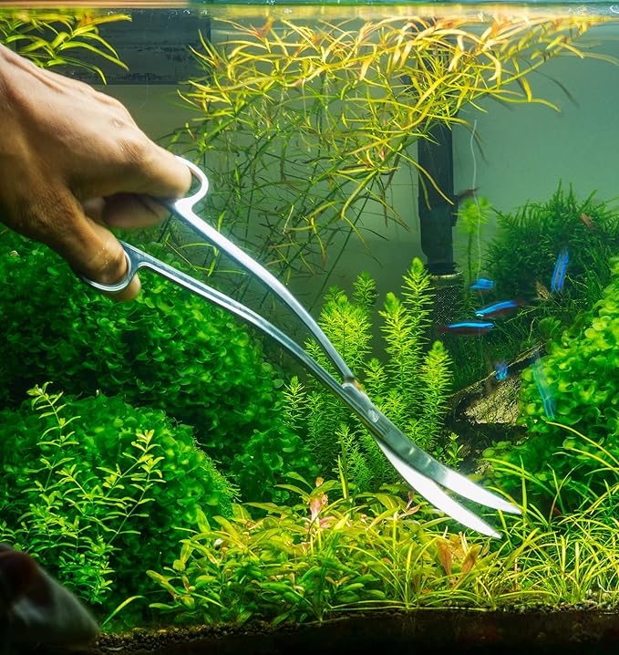 Mandala Crafts Black Stainless Steel Aquascaping Tools Kit – Aquarium Plant Tools with Tweezers and Scissors for Fish Tanks, Hospital Tanks, Goldfish Bowls, Aquariums, and Terrariums