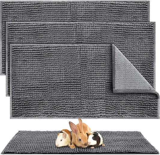 Amylove 4 Pcs Guinea Pig Cage Liner Guinea Pig Bedding Washable Fleece Pee Pads Reusable Small Animals Training Mat Small Animal Sleeping Bed for Bunny Hamster(Dark Gray,47 x 24 Inch)