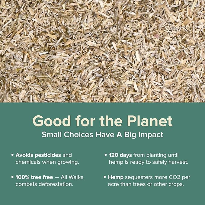 All Walks 150 Liter(30 lbs) Hemp Bedding for Chicken Coops, Hampters, Ducks, and Turkeys - 100% Natural, Superior Odor Control, Biodegradable Pet Bedding, Dust-Free - Made in USA