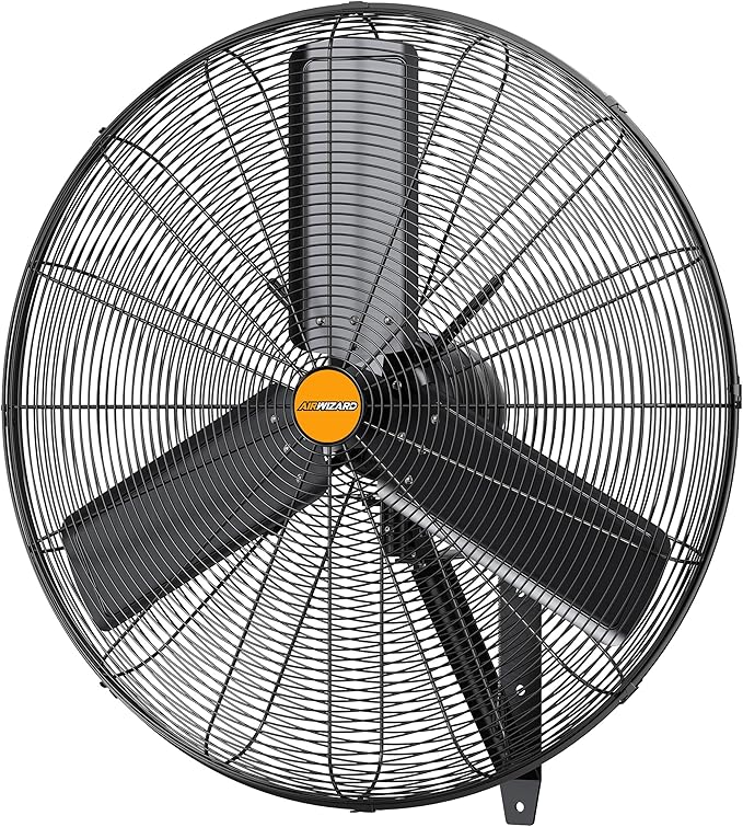 24 inch Outdoor Oscillating Wall Mounted Fan, High Velocity IPX4 Waterproof 7600 CFM Industrial Metal Wall Fan, 2 Speed, Adjustable Tilt, for Greenhouse, Patio, Garage, Workshop