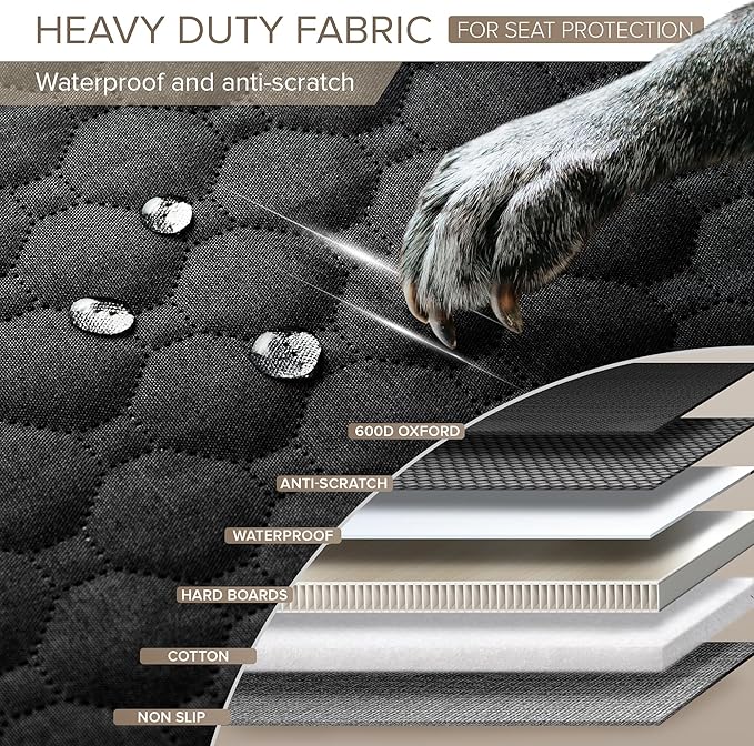 Back Seat Extender for Dogs, Heavy Duty Dog Car Seat Cover for Back Seat and Aggressive Chewer, Large Hard Bottom Car Seat Cover for Dogs, Dog Hammock for Car, Travel Pet Car Bed for Car, SUV, Truck