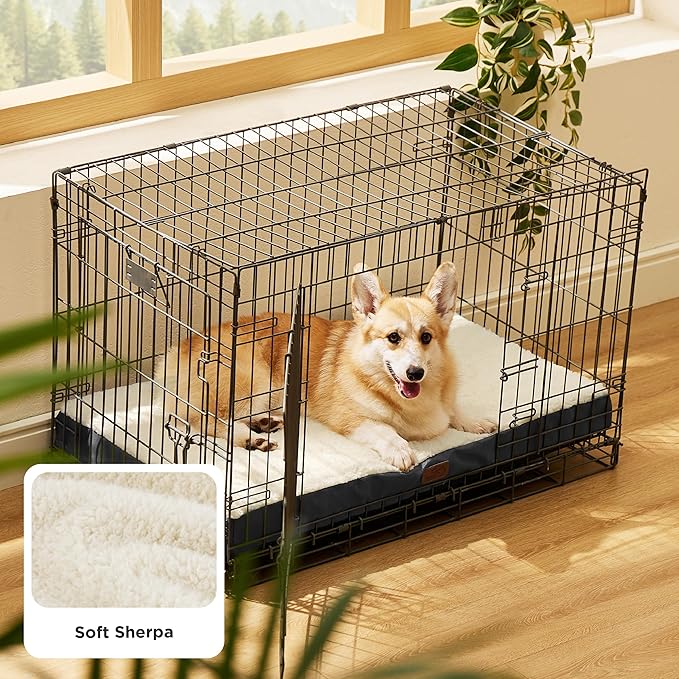 Bedsure Large Dog Bed for Crate - Orthopedic Flat Pet Beds with Removable Washable Cover, Egg Crate Foam Crate Mat, Suitable for Pet Up to 50 lbs