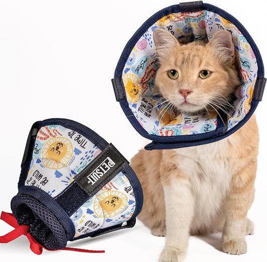 Cat Cone Collar – Colorful Cat Pattern - Lightweight Recovery Cone for Cats, Anti-Lick & Anti-Scratch, Vet Recommended, Elizabethan Collar (Colorful, XXS [Neck Girth: 7.5"-10.3"])