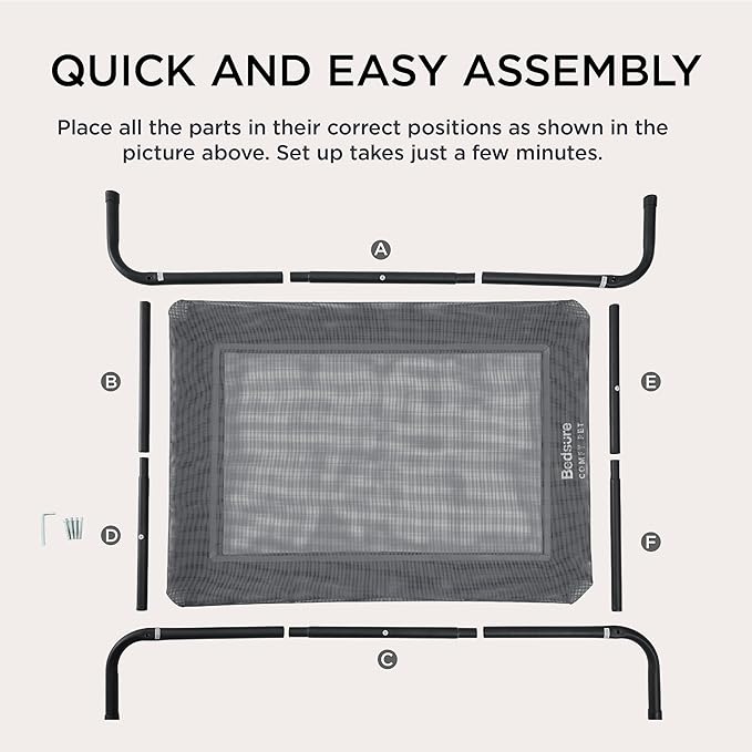 Bedsure Outdoor Elevated Dog Bed Medium Size Dog, Portable Indoor & Outdoor Cooling Raised Cot Pet Hammock Bed with Skid-Resistant Feet, Frame with Breathable Mesh, Terracotta, 43 inches