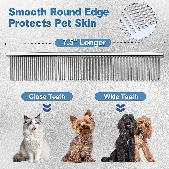 Gimars Titanium Coated Professional 6 in 1 4CR Stainless Steel Dog Grooming Scissors with Safety Round Tip, Heavy Duty Pet Grooming Scissor for Dogs, Cats and Other Animals