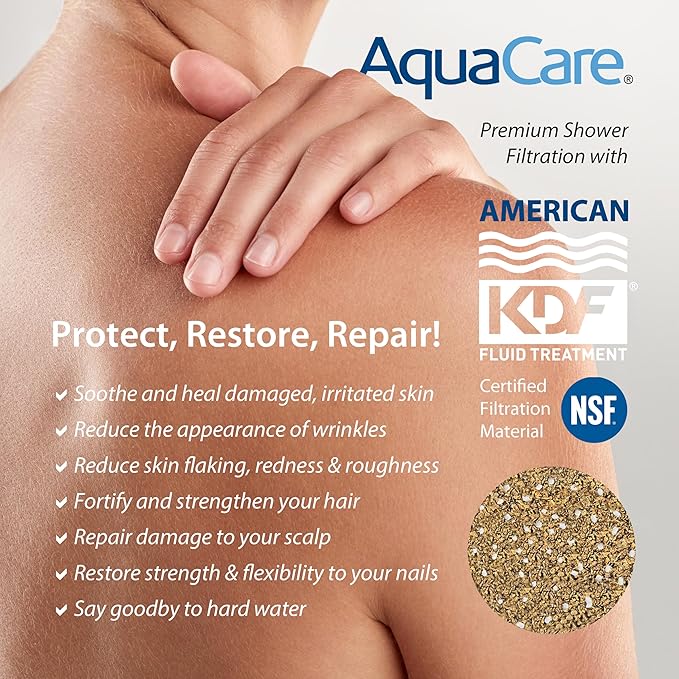 AquaCare High Pressure 10 Spray Mode Filtered Showerhead - Handheld Shower Head Filters Chlorine to Heal Dry Skin, Revive Hair - Dual Power Wash Cleans Tub, Tile, Pets - Hard Water Softener, Chrome